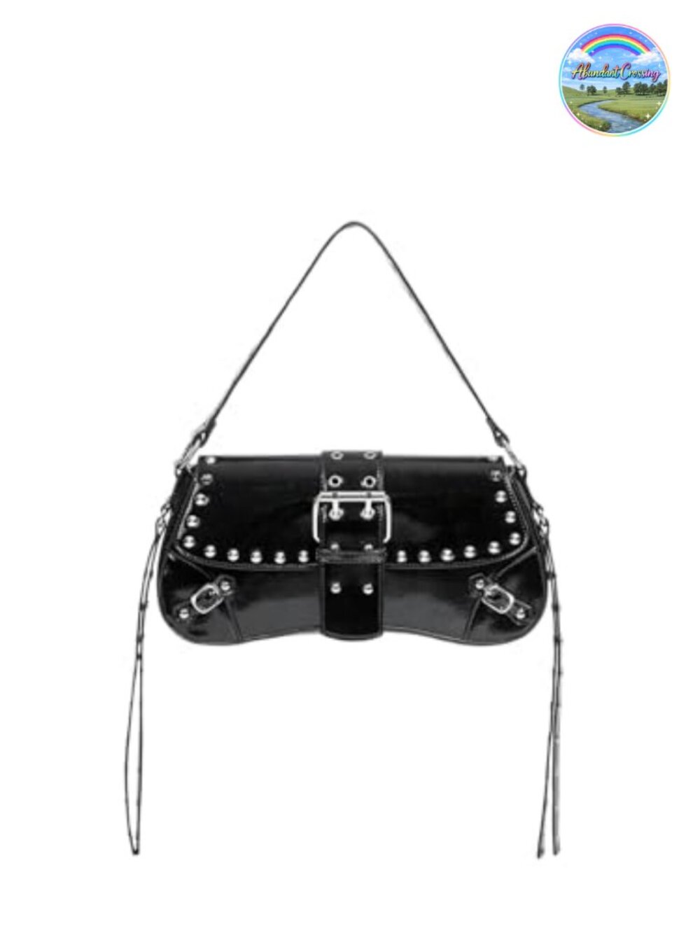 Faux Leather Studded Punk Shoulder Bag Mini Goth Purse